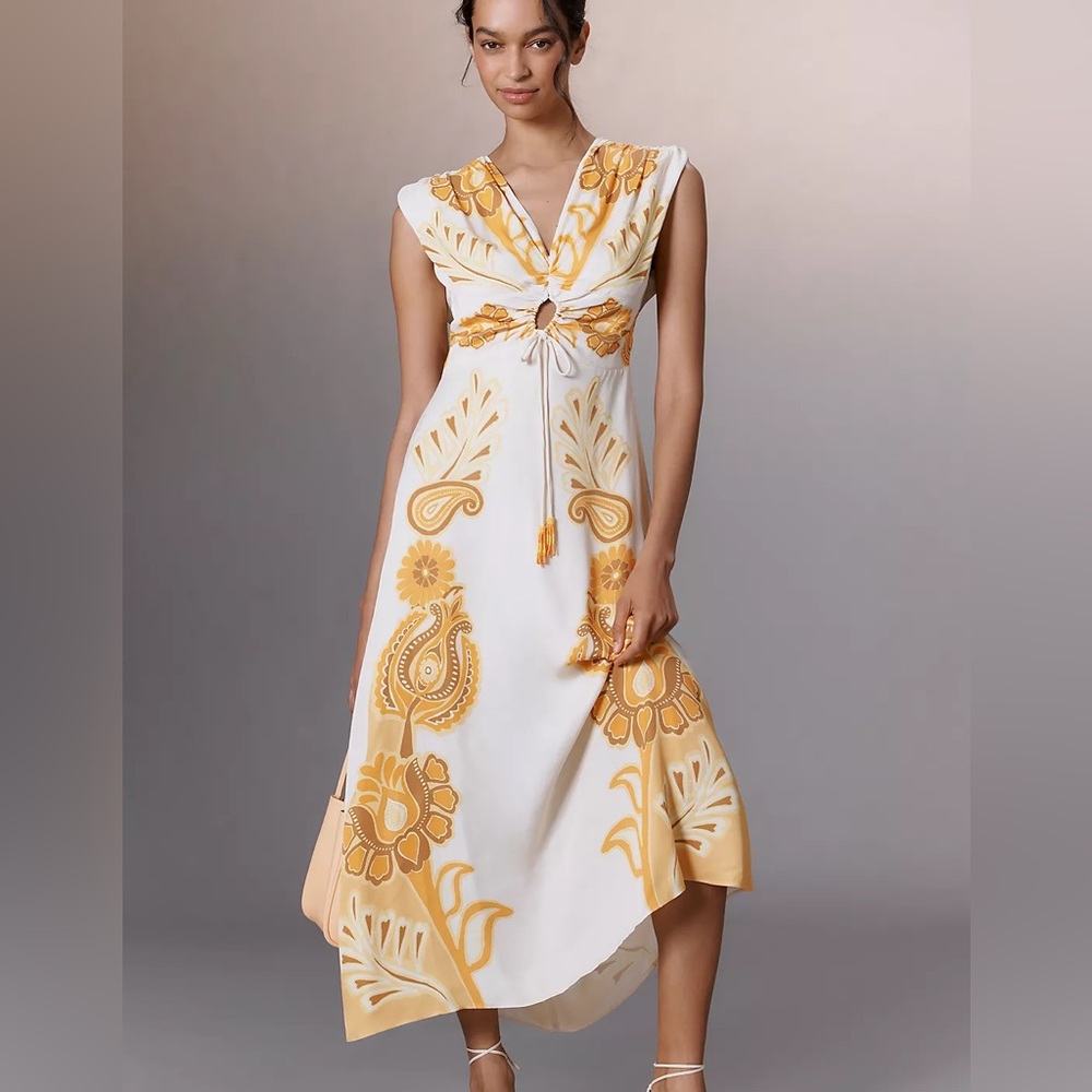 NWT Farm Rio x Anthropologie Sleeveless V-Neck Maxi Dress Size XS